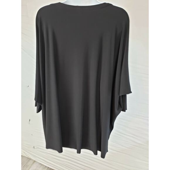 CREA CONCEPT Black Poly stretch Blouse 38/US 8 Lagenlook Oversize Slouch Top - Picture 4 of 6